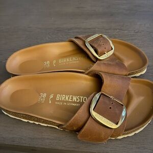 Birkenstock Madrid Big Buckle Brown Sandals with Buckle and Contoured Footbed